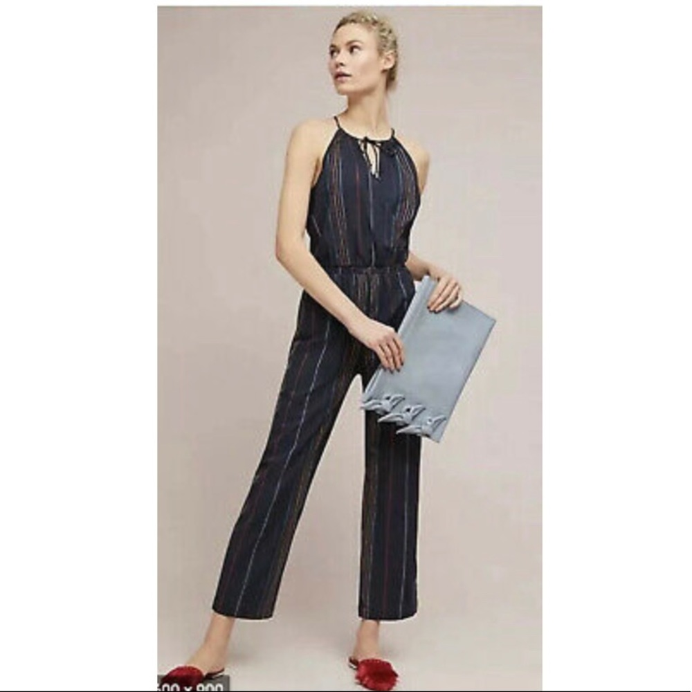 Anthropologie Striped Halter Jumpsuit